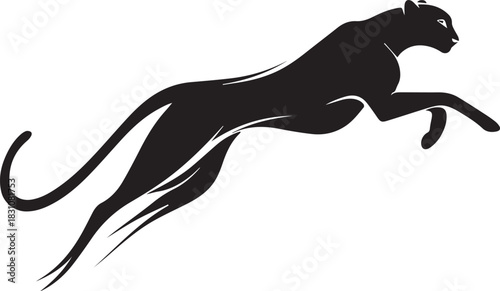 Running Cheetah Silhouette – Fast Leaping Wild Cat Vector Logo