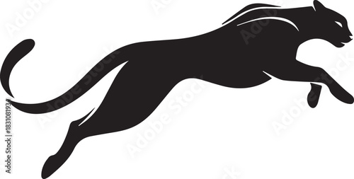 Running Cheetah Silhouette – Fast Leaping Wild Cat Vector Logo