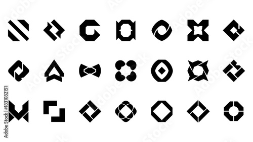 Geometric icon set: abstract monochrome shapes for modern design