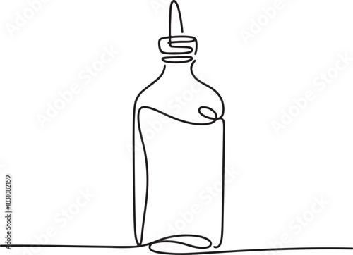 Continuous Line Art Illustration of Bottle with Pour Spout and Cap