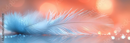 Close-up of soft white feathers on a colorful background Generative AI