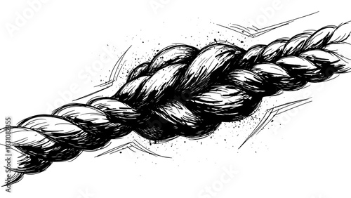 Hand drawn twisted rope with dynamic shading and abstract elements