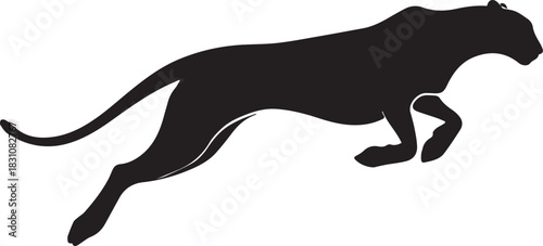 Running Cheetah Silhouette – Fast Leaping Wild Cat Vector Logo