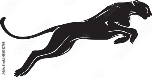 Running Cheetah Silhouette – Fast Leaping Wild Cat Vector Logo