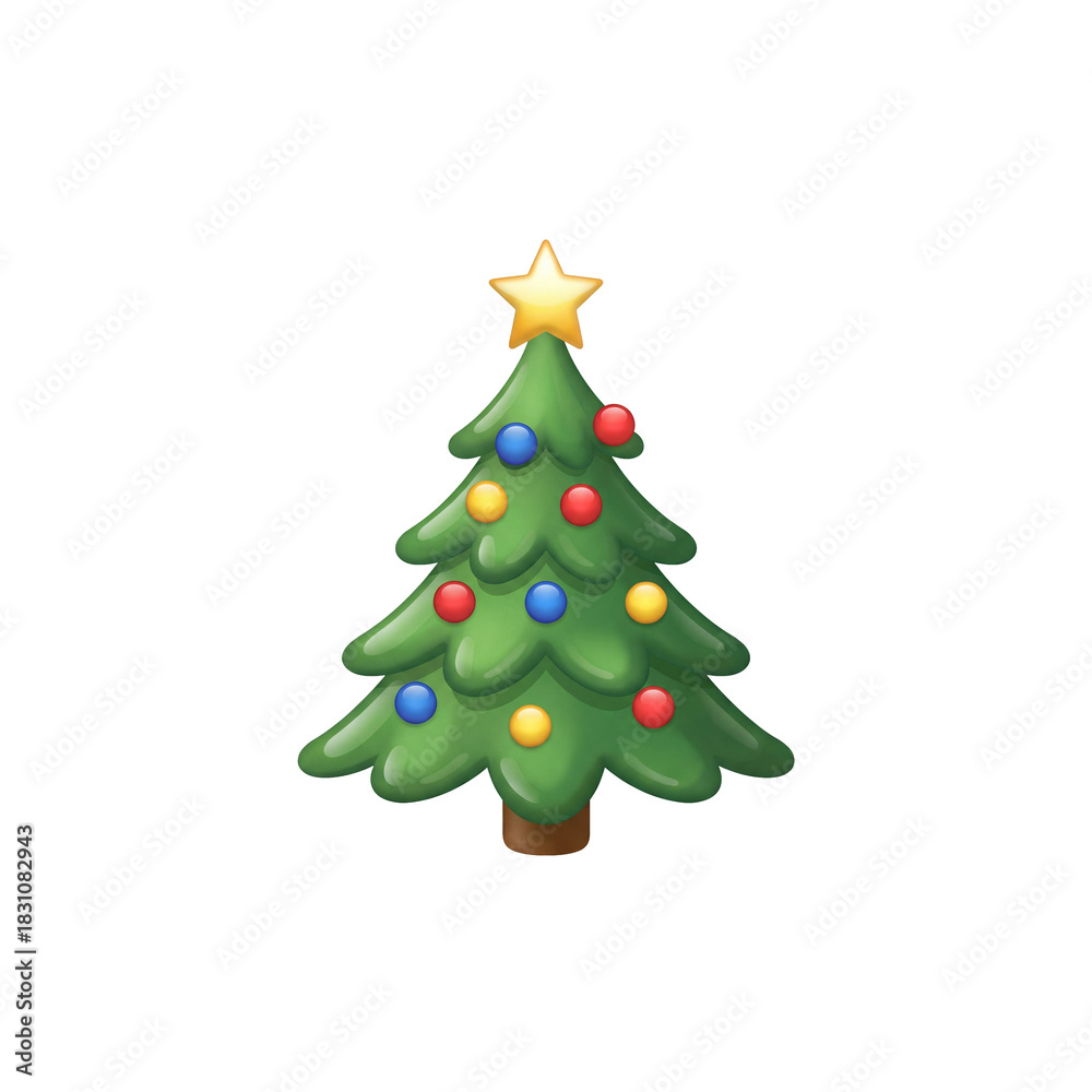 Naklejka premium Christmas tree emoji clipart with cute cartoon transparent background for Christmas and festival element