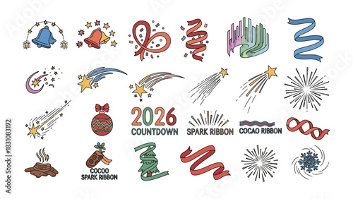 Festive Holiday Emblems Collection: A curated collection of festive emblems and decorative elements, perfect for holiday-themed designs and celebrations.