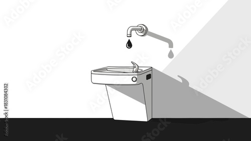 Refreshing hydration fountain with clean drop, perfect for health and wellness campaigns, promoting sustainability and access to pure drinking water.