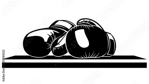 Powerful boxing gloves resting after victorious fight, symbolizing strength, resilience, and the sweet taste of success, ideal for fitness or sports