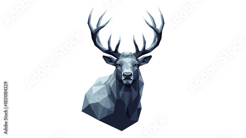 Geometric polygonal deer head design with low poly style