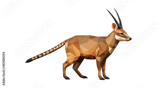 Polygonal art of an antelope with detailed geometric design