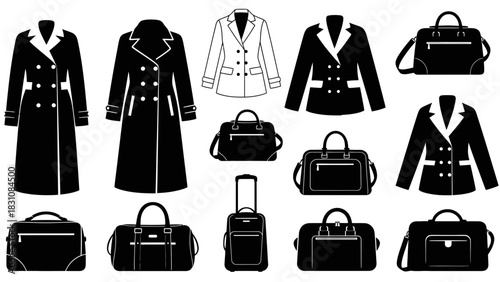 Chic travel essentials and sophisticated outwear collection, featuring iconic coats and bags perfect for business trips or weekend getaways, style and convenience