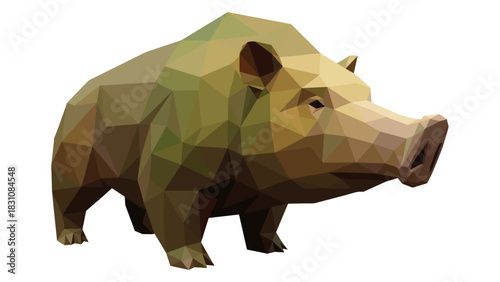 Geometric wild boar in low poly style: nature and wildlife design