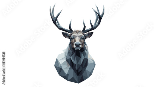 Geometric polygonal deer head on white background