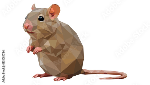 Geometric polygonal mouse art in low poly style