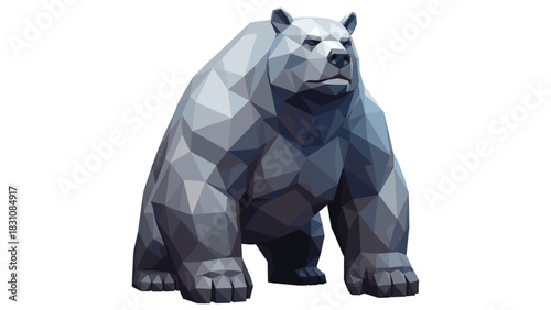 Geometric bear art: low poly design of a standing bear in cool tones