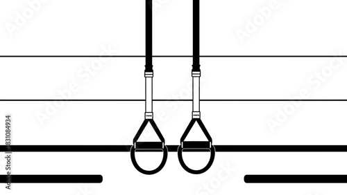 Suspension training equipment ready for a high intensity workout, perfect for fitness studios and gyms, promote strength and agility with this versatile setup