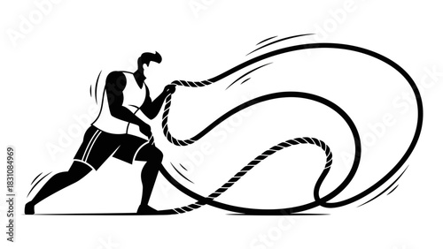 Dynamic fitness training illustration for strength and agility, perfect for gym ads, workout programs, and health promotions, originally a scalable vector graphic