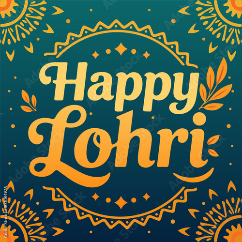 Lohri Happy Typography Background, vector art illustration.