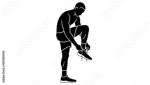 Man Tying Shoe Silhouette