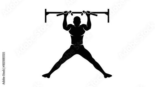 Man Doing Pull-Up Exercise Silhouette