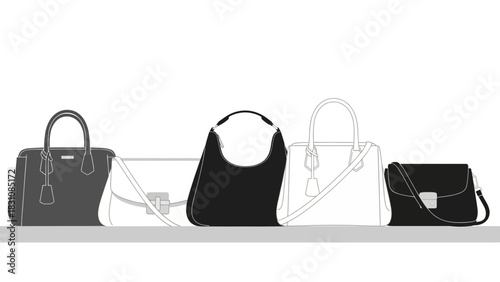 Elegant assortment of designer handbags for the modern woman, stylish accessories, luxury fashion, high end merchandise, shopping spree, premium quality