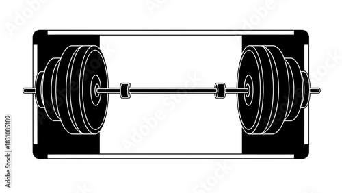 Bold graphic of a barbell ready for weightlifting, fitness, and strength training, ideal for gyms, personal trainers, and health promotions