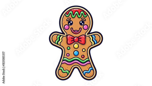 Gingerbread Delight: A charming gingerbread man with a joyful expression and colorful decorations brings a touch of sweetness and cheer, embodying the essence of festive joy.