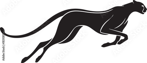 Running Cheetah Silhouette – Fast Leaping Wild Cat Vector Logo