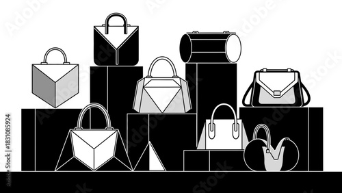 Monochrome Handbag Collection Display