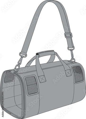 Pet, carrier, bag, vector, illustration, sketch, outline, fashion, gear, durable, ergonomic, structured, silhouette, layout, equipment, design, zipper, protection, accessory, mesh, strap
