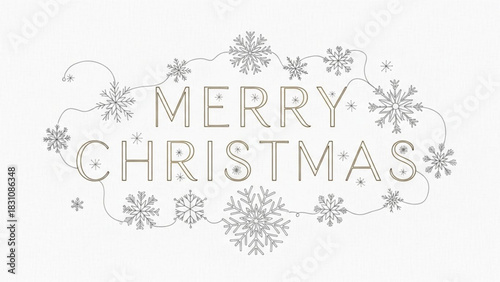 Elegant Merry Christmas greeting with delicate snowflakes, perfect for holiday cards, festive banners, and winter promotions with a touch of minimalist charm