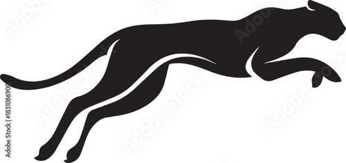 Running Cheetah Silhouette – Fast Leaping Wild Cat Vector Logo