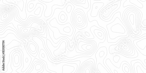 Seamless vector topographic map background. Contour elevation topographic and textured Background of geographic grid for hiking and mountain sports. Abstract black and white topographic contours lines