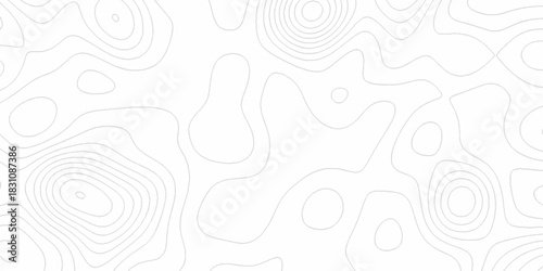 Seamless vector topographic map background. Contour elevation topographic and textured Background of geographic grid for hiking and mountain sports. Abstract black and white topographic contours lines