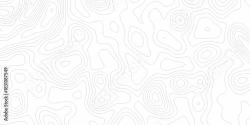 Seamless vector topographic map background. Contour elevation topographic and textured Background of geographic grid for hiking and mountain sports. Abstract black and white topographic contours lines