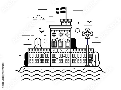 Swedish Castle Icon Inspired by Kastellet Citadel