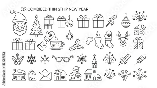 Holiday Icon Collection: A meticulously curated assembly of Christmas-themed icons and graphic resources. Perfect for infusing digital designs with the festive spirit of Christmas. 
