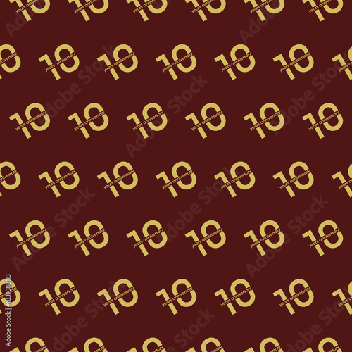 10 years anniversary seamless pattern isolated on color background