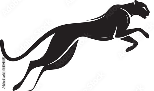 Running Cheetah Silhouette – Fast Leaping Wild Cat Vector Logo