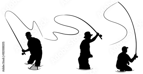 Fishing Silhouette Collection. Fishing Poses & Activities