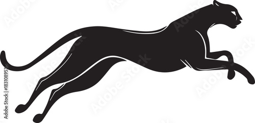 Running Cheetah Silhouette – Fast Leaping Wild Cat Vector Logo