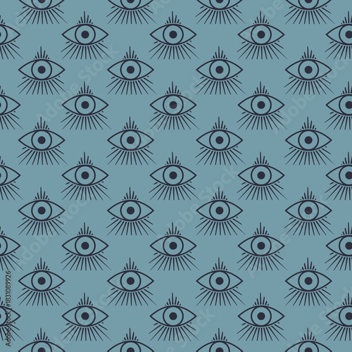 Masons symbol All seeing eye of God seamless pattern isolated on color background