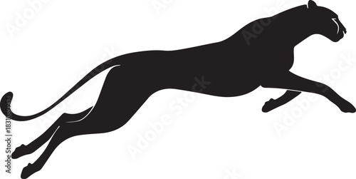 Running Cheetah Silhouette – Fast Leaping Wild Cat Vector Logo