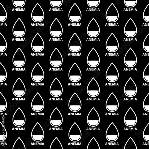 Anemia seamless pattern isolated on black background