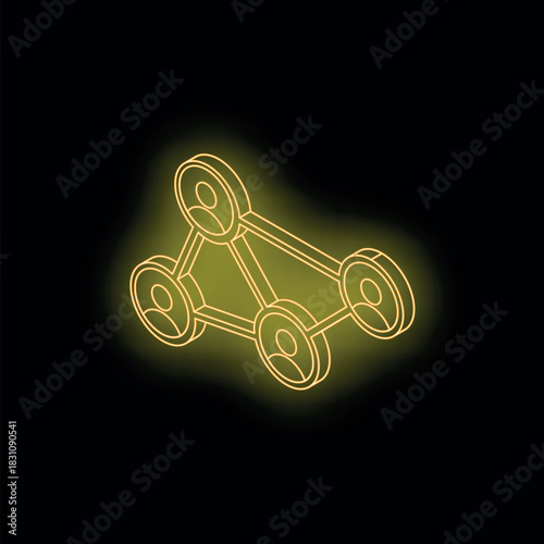 Glowing yellow network represents interconnected individuals in a digital age, symbolizing communication and global community