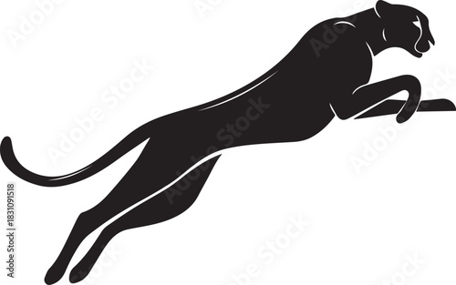 Running Cheetah Silhouette – Fast Leaping Wild Cat Vector Logo