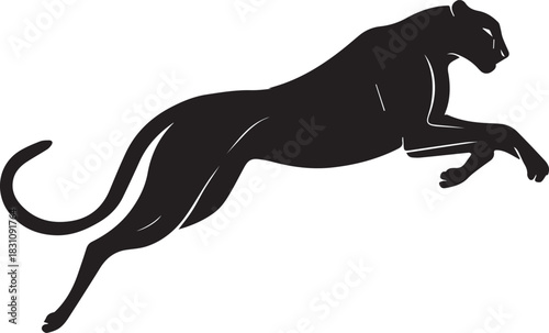Running Cheetah Silhouette – Fast Leaping Wild Cat Vector Logo