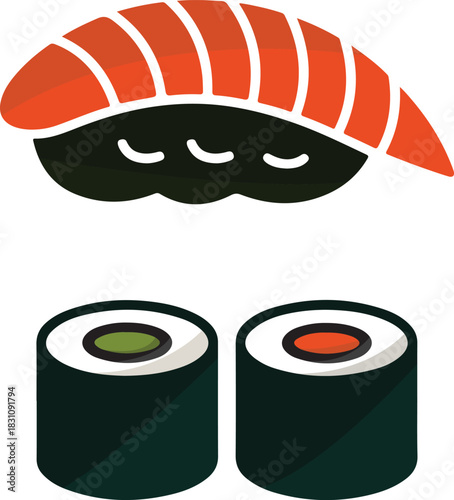 Sushi set vector illustration isolated on transparent background