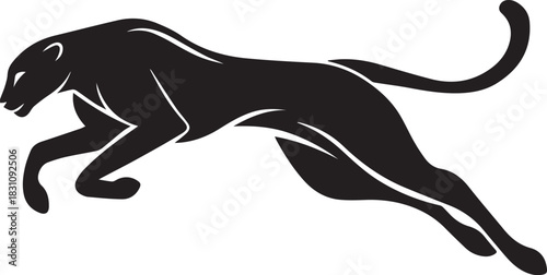 Running Cheetah Silhouette – Fast Leaping Wild Cat Vector Logo
