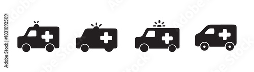 Ambulance icon set. ambulance truck icon vector. ambulance car vector